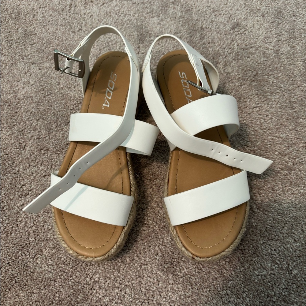 Soda Women's White Strap Sandals